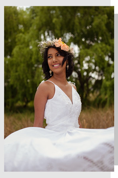 Model in wedding dress