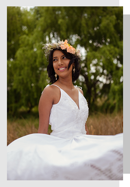 Model in wedding dress